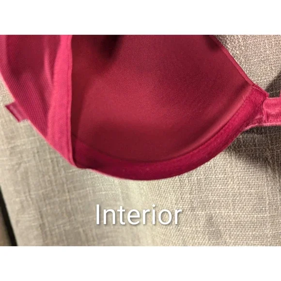 Women Victoria's Secret 36DD Mesh Velvet Padded Push-Up Bra Fuschia EUC - Picture 11 of 12